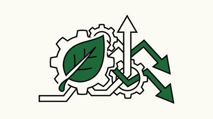 Obraz premium Green Industry Growth and Efficiency Gears