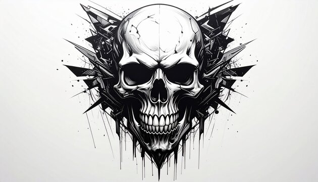 skull on black background