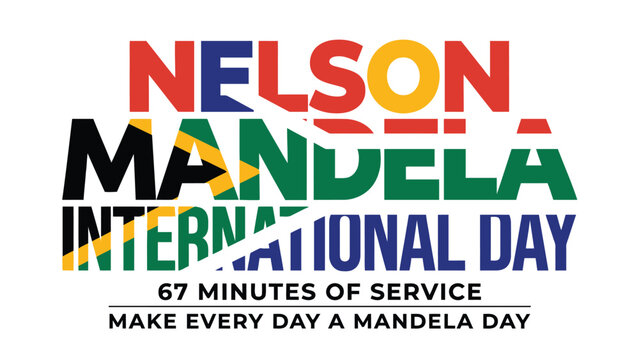 Nelson mandela international day 67 minutes service colorful text design