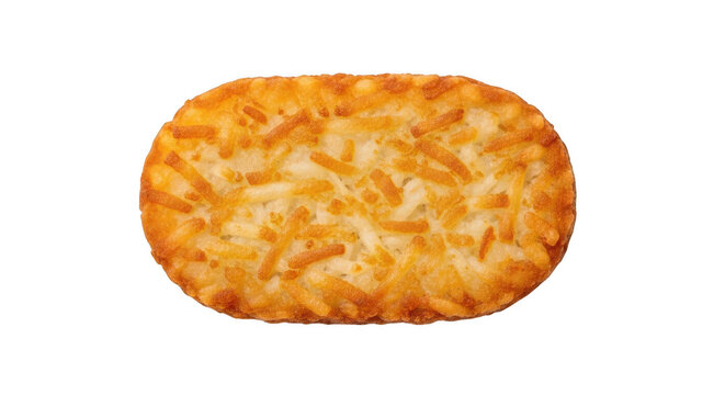 Crispy golden hash brown patty isolated on transparent background