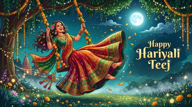 indian festival Happy Haryali Teej and Hartalika Teej. abstract vector illustration design