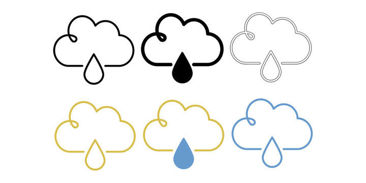 Clouds with rain and dark sky in a rainy weather scene isolated on transparent background, Vector