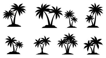 Fototapeta premium Collection of Palm Tree Silhouettes Vector Graphics.