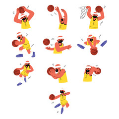 Obraz premium Dynamic Basketball Player Action Illustration Set