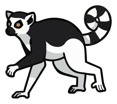 Running ring-tailed lemur dynamic vector art. Generative AI