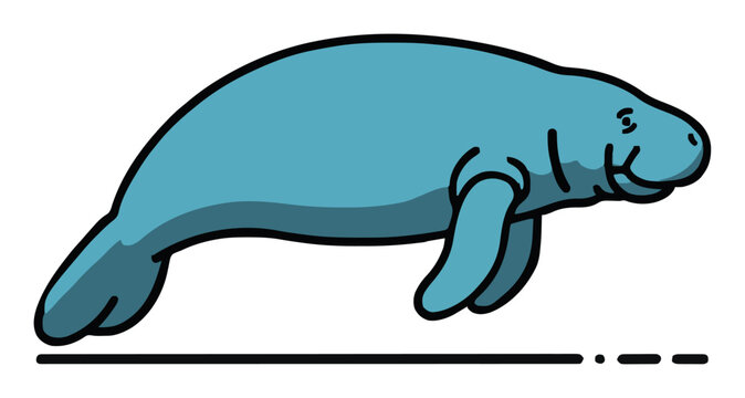 Manatee sea cow marine mammal vector illustration. Generative AI