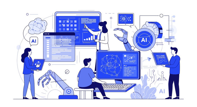 People working with AI technology.