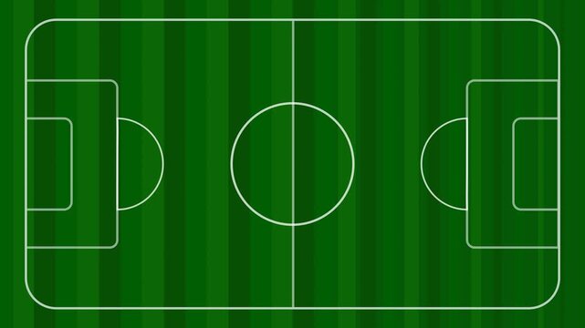Abstract Soccer Field Top View Loop Animated Green Vertical Lines Pattern with Variable Thickness and Football Pitch Line Markings
