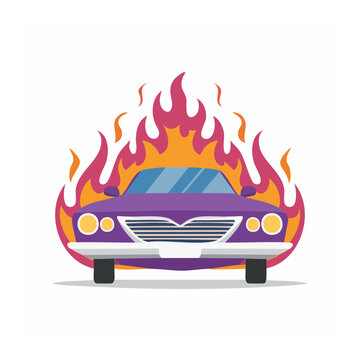 Hot air balloon with flames vector illustration