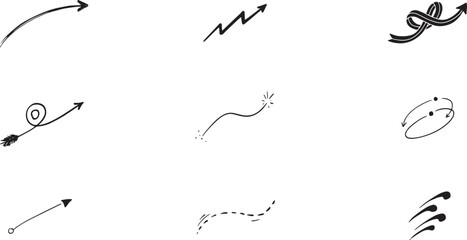 Obraz premium Hand drawn sketchy arrow collection with diverse shapes and styles for and directional indicators doodle