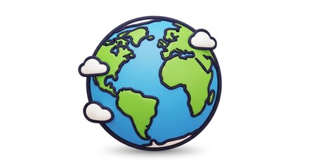 Obraz premium Stylized Earth globe illustration with floating clouds.
