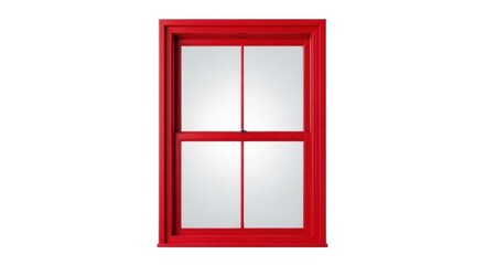 Obraz premium Traditional red wooden window frame on white background.