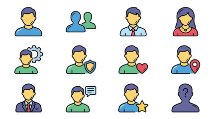 Fototapeta premium Collection of user profile icons representing different people and services.