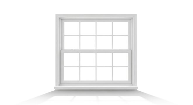 White wooden sash window on a plain white wall.