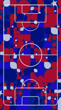 Vertical USA Patriotic Soccer Field Animated Red White and Blue Geometric Pattern with Stars for Social Media Stories