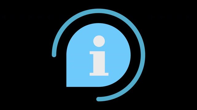 Minimalist blue information icon featuring white lowercase letter inside teardrop frame for help support ui guidance and digital assistance