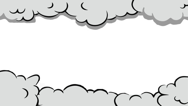 Pop art comic style white cloud background vector with shadow effect and empty text space