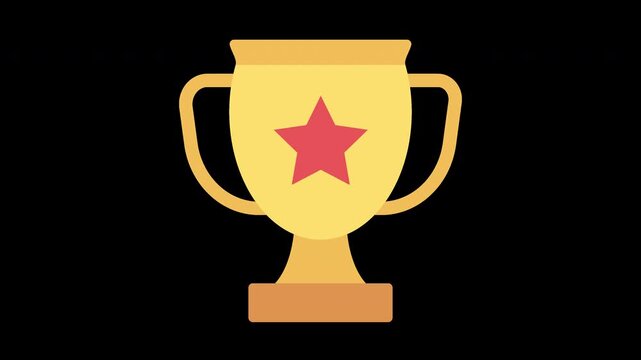 Gold Trophy Cup With A Red Star Symbol Representing Victory Achievement And Competitive Success In A Minimalist Flat Design Style