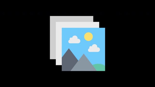 Stack of photo gallery album icons representing digital picture library vector illustration