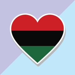 Obraz premium Pan-African Flag Heart Sticker, Juneteenth and Black History Month Patriotic Emblem, African American Pride Red Black Green Striped Love Shape Icon, Isolated Vector Illustration Graphic