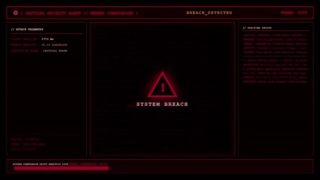 System Breach Critical Security Alert Kernel Compromised Warning Animation.