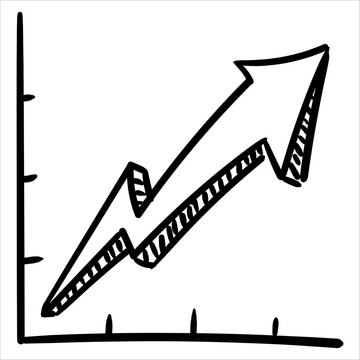 Hand-drawn graph showing two upward arrows, representing business growth and financial progress. Doodle style