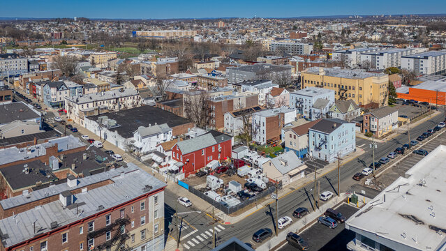 Aerial view of the city of Passaic in New Jersey USA