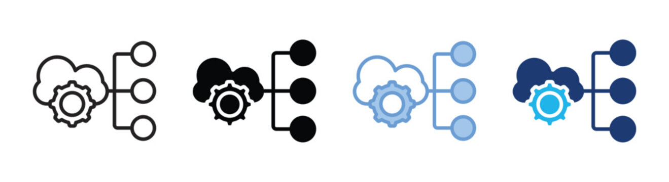 Data processing icon set multiple style collection