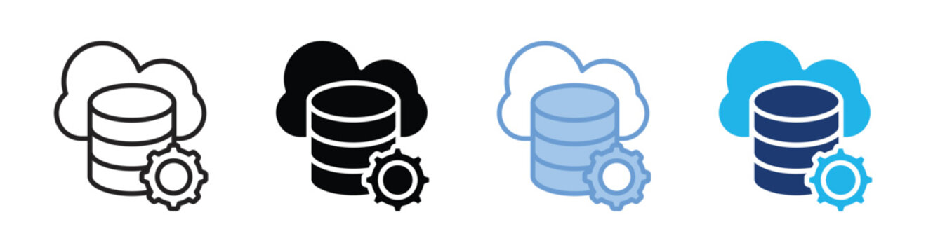 Big data engine icon set multiple style collection