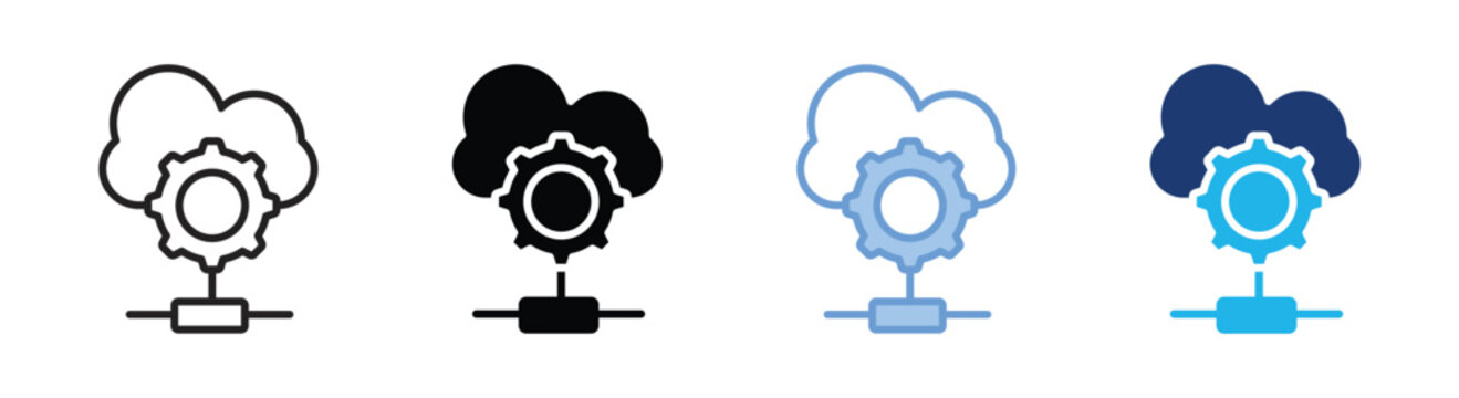 Cloud orchestration icon set multiple style collection