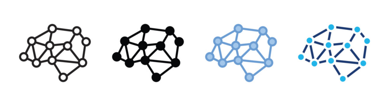 Neural network icon set multiple style collection