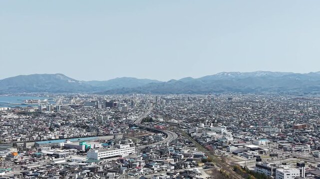 AOMORI, JAPAN.Regional city with housing and surrounding natural scenery April 26 2026