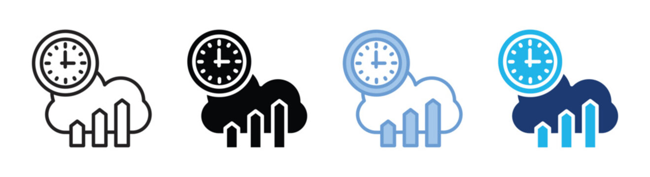 Real time processing icon set multiple style collection
