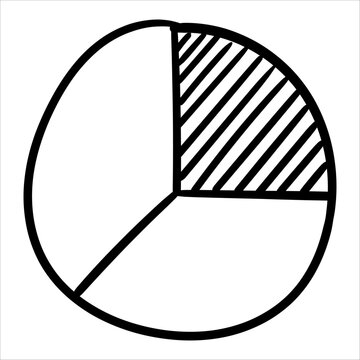 Clean and minimalist pie chart doodle style ideal for illustrating data, statistics, and financial reports.