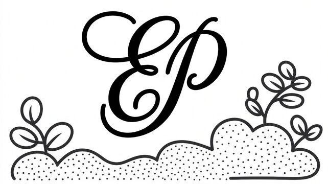 Elegant EP Monogram Logo in Black Script Luxury Calligraphy Initial Design