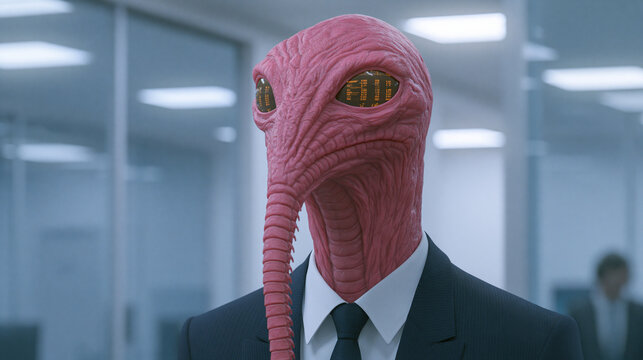 Faceless leech businessman portrait for corporate parasite and business satire