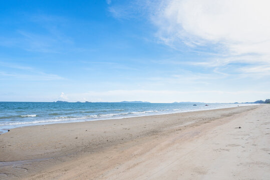 Beautiful Tropical Beach with Clear Blue Sea and Sandy Shore in Summer