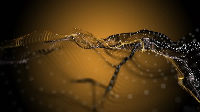 Futuristic video animation with particle wave object in slow motion, 4096x2304 loop 4K