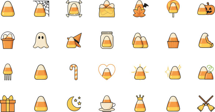 Halloween candy corn icons and symbols