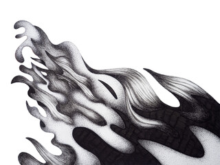 abstract spiritual wave power mind nature sea ocean splash swirl water storm energy soul spirituality artistic art design illustration watercolor painting black white line drawing universe background © Benjavisa Ruangvaree