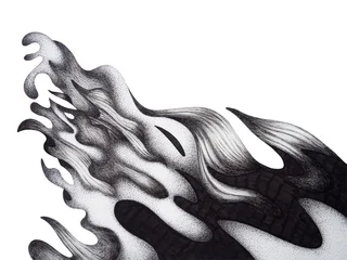 abstract spiritual wave power mind nature sea ocean splash swirl water storm energy soul spirituality artistic art design illustration watercolor painting black white line drawing universe background © Benjavisa Ruangvaree