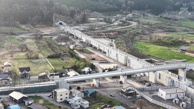 HOKKAIDO, JAPAN.Rail line construction area with engineering works April 26 2026