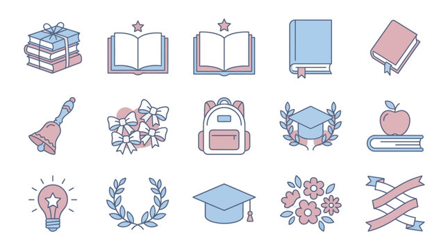 Colorful educational icons representing learning themes (1)