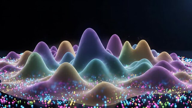 Abstract Data Visualization of Smooth Density Landscape - A colorful, abstract 3D visualization depicts a smooth, undulating landscape representing density estimation.