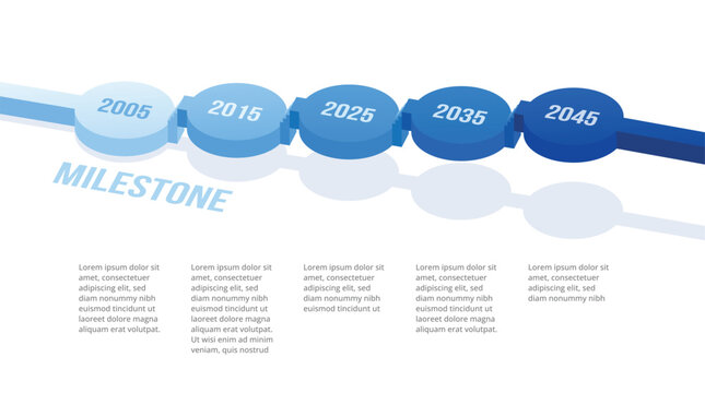 5-Step Isometric Milestone Timeline Infographic &mdash; 3D Connected Oval Roadmap Chart for Business History and Project Progress Vector Template