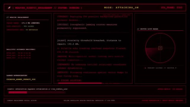Weapon Kinetic Engagement Combat Missile Lock Sector Radar Dashboard Animation.