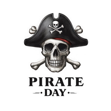 Pirate skull and hat icon for pirate day celebration