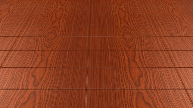 Smooth tracking over warm terracotta wooden tiles with seamless fine pattern traditional timber parquet flooring backdrop for architectural concepts