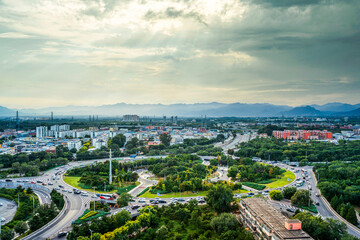 Fototapeta premium Xiguan Island Modern Urban Transportation Hub, Changping District, Beijing, China
