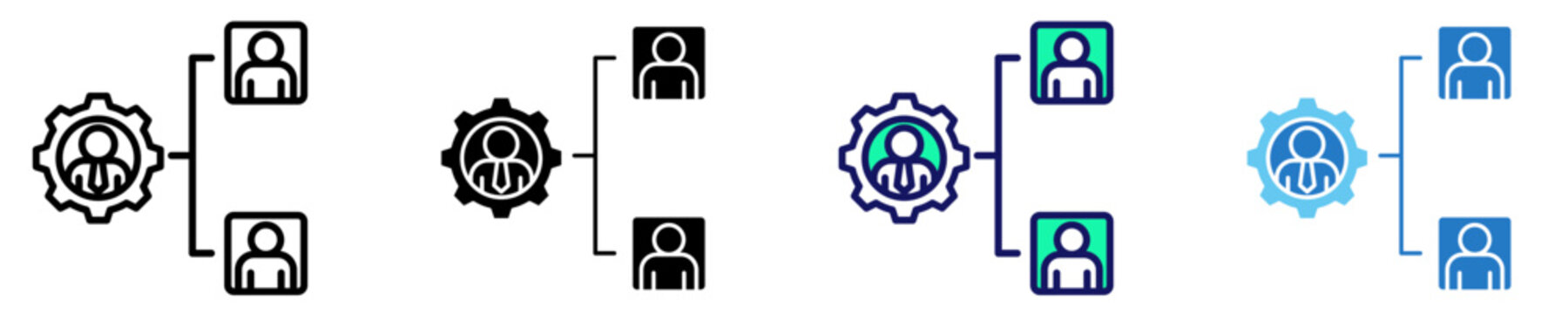 Organizational Structure Icon Set Multiple Style Collection
